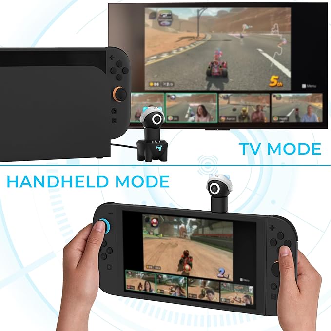 Subsonic - Playcam 1080 für Nintendo Switch 2 Full HD Kamera mit 1080p Auflösung 180° Verstellbares Weitwinkelobjektiv USB-C Anschluss Datenschutzabdeckung - Blau