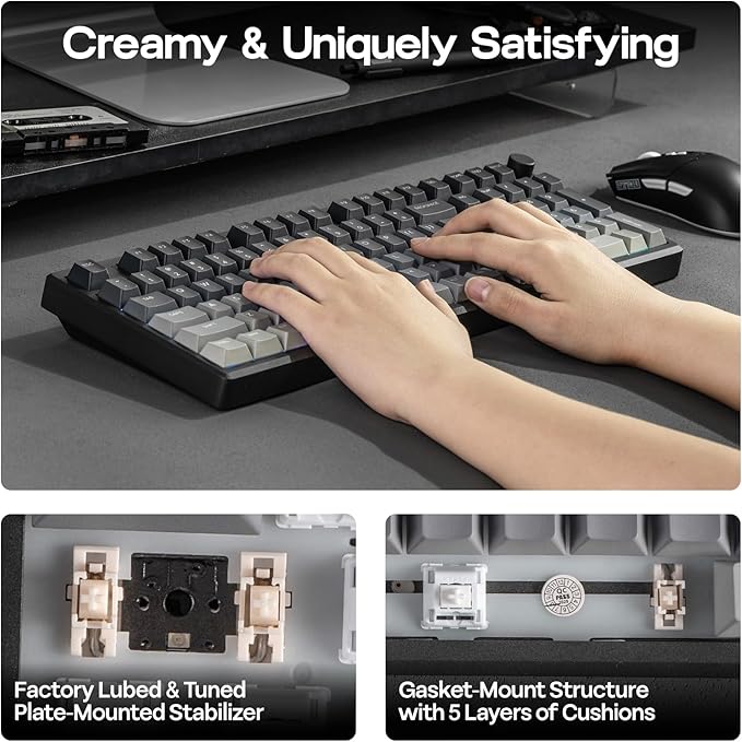 EPOMAKER Galaxy100 Lite QMK/VIA Gaming Keyboard with 8000mAh Battery and Numpad 1800 Aluminum Mechanical Keyboard USB-C/BT/2.4Ghz Hot-Swap Creamy Sound (Black Marble White Switch)