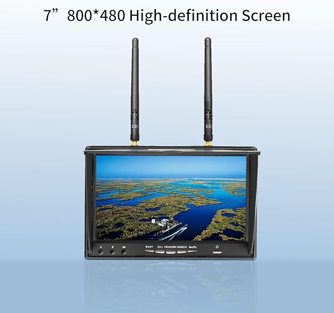 SPEEDY BEE 7Inch Portable FPV Monitor: 5.8Ghz 7 Screen with DVR 40CH Receiver 800 x 480 LCD Display Built-in Battery for FPV