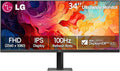 LG 34'' IPS FHD UltraWide Monitor 100Hz 5ms AMD FreeSync DisplayHDR 400 sRGB 99% VESA Mount Reader Mode Black Stabilizer HDMI DisplayPort Virtually Borderless DesignTilt Stand Black