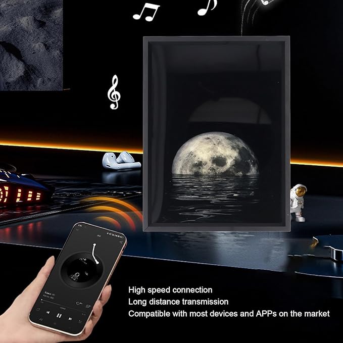 Bluetooth Speaker with Night Light Wireless Creative Ambient Light Speaker Desktop Starry Decorative Painting HiFi Sound &amp Soft Light USB Powered 18x24cm