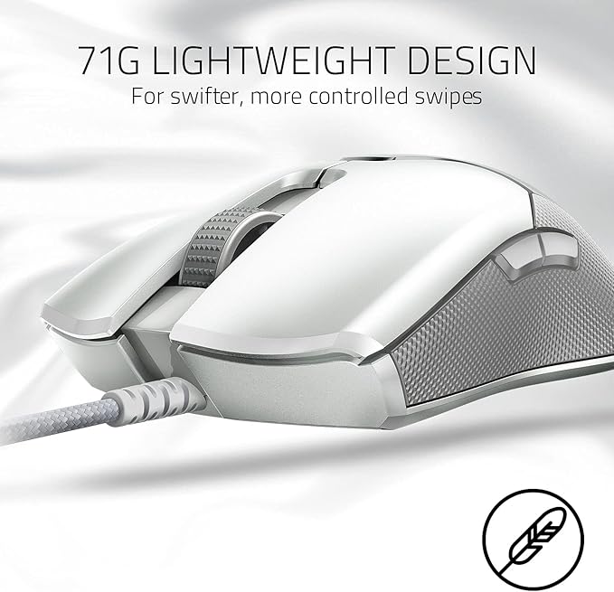 Razer Viper - Light Esports Gaming Mouse (Light ambidextrous Gamer Mouse with 69g Weight Speedflex Cable Optical 5G Sensor Integrated DPI Memory and RGB Chroma Lighting) White