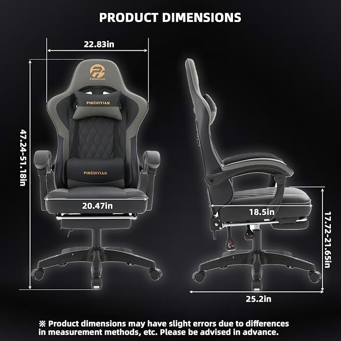 Gaming Chair Video Game Chair with Retractable Footrest and Lumbar Support High Back Ergonomic Computer Chair PU Leather Gamer Chairs