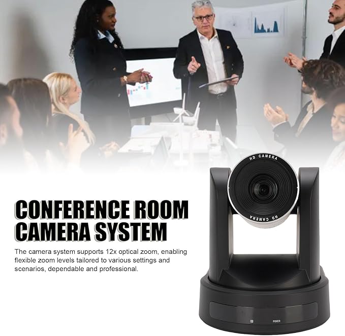 Dpofirs Conference Room Camera Webcam for PC 1080P 60fps with 12X Optical Zoom AI Auto Tracking USB HDMI IP PTZ Camera for Meeting Rooms Lectures (US Plug)