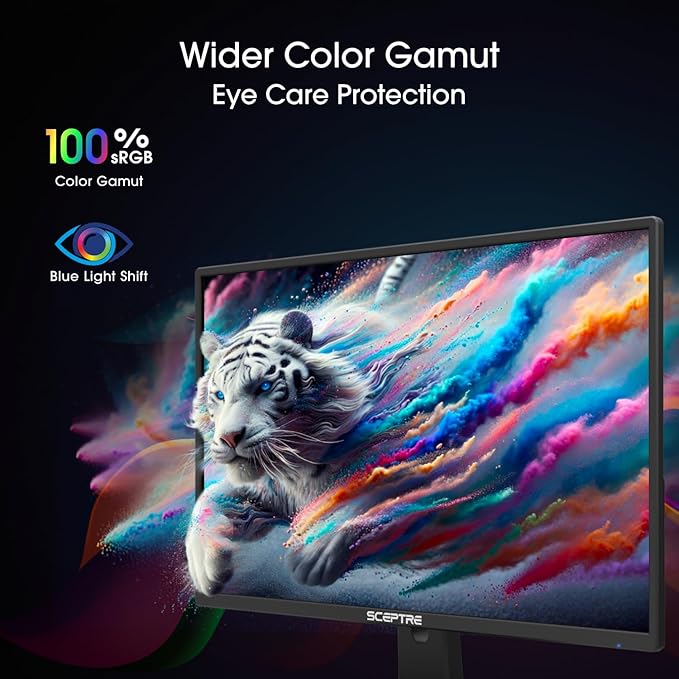 Sceptre New 27-inch Prime Monitor 100Hz HDMI x2 VGA 1ms 99% sRGB Eye-Care Build-in Speakers Machine Black 2026 (E275W-19203R Series)