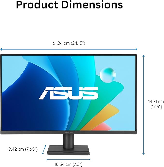 ASUS 27 1080P Eye Care Monitor (VA279HG) - IPS Full HD 99% sRGB Frameless 120Hz 1ms Adaptive-Sync HDMI VGA Low Blue Light Flicker Free Wall Mountable 3 yr Warranty