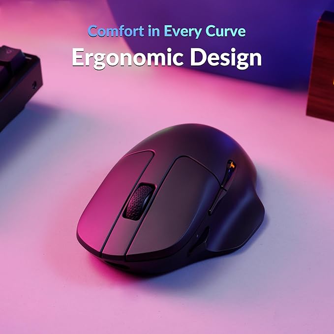 Keychron M7 8K Wireless Mouse 30K DPI Optical Computer Mice 2.4 GHz/Bluetooth/Wired with Macro Button 66g Lightweight Ergonomic Up to 140 Hours Worktime for Laptop macOS/Windows - Black
