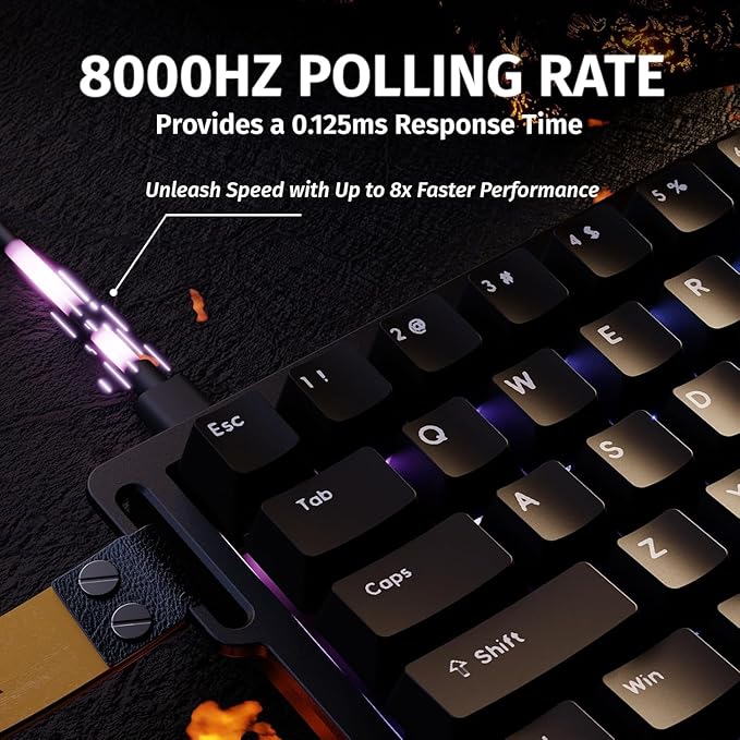 ATTACK SHARK X68 HE 8KHZ Rapid Trigger Keyboard Magnetic Switch0.01 mm RT AccuracyWired RGB 60% Gaming Keyboard TKL with Adjustable ActuationSnap TapCoiled Cablefor PC/Mac(Black)