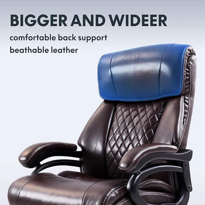 FLEXISPOT 500lbs Big and Tall Office Chair for Heavy People Heavy Duty Computer Chair with Stable Arms Adjustable Lumbar Support Metal Base Desk Chairs for Home Office Gaming Working Leather Black