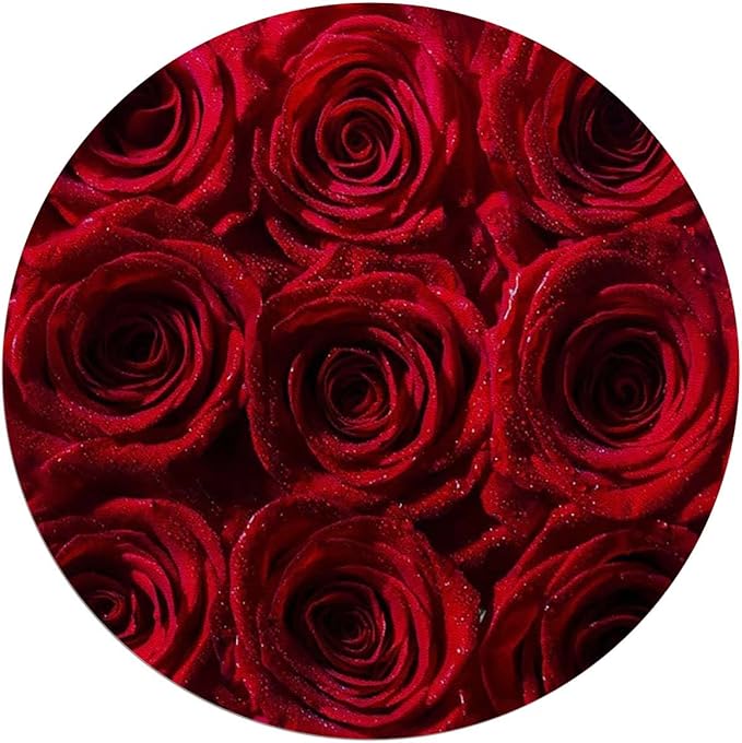 Red Black PU Leather Carpet for Hard Wood &amp Tile Floor Roses Bouqet of Affection Chair Rugs Floor Protectors Mat Computer Chair Mat for Rolling Chair Dark Red Image Diameter 35.4 in