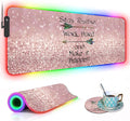 RGB Gaming Mouse Pad with Coffee Coaster XXL Large Glowing LED Mousepad Anti-Slip Rubber Base Computer Keyboard Mouse Mat - Inspirational Quote Stay Positive Work Hard and Make It Happen