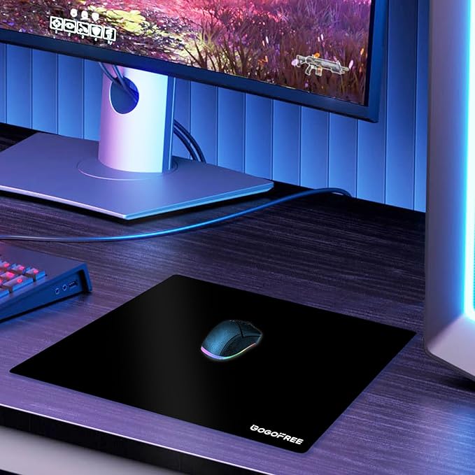 gogofree Glass Mousepad for Gaming Ultra Smooth Mouse Mat with Hard Surface Tempered Glass Mouse Pad Precision Speed Control for Games and Office (Black 19.7 L x 15.7 W)
