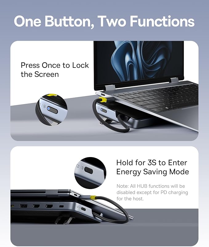 Baseus Laptop Docking Station Stand 12 in 1 Triple 4K Display HDMI/DP 10Gbps USB A/C Fast Data PD 100W Ethernet TF/SD USB C Docking Station with Stand for Windows/Dell/HP/Lenovo/Asus/Acer/Mac