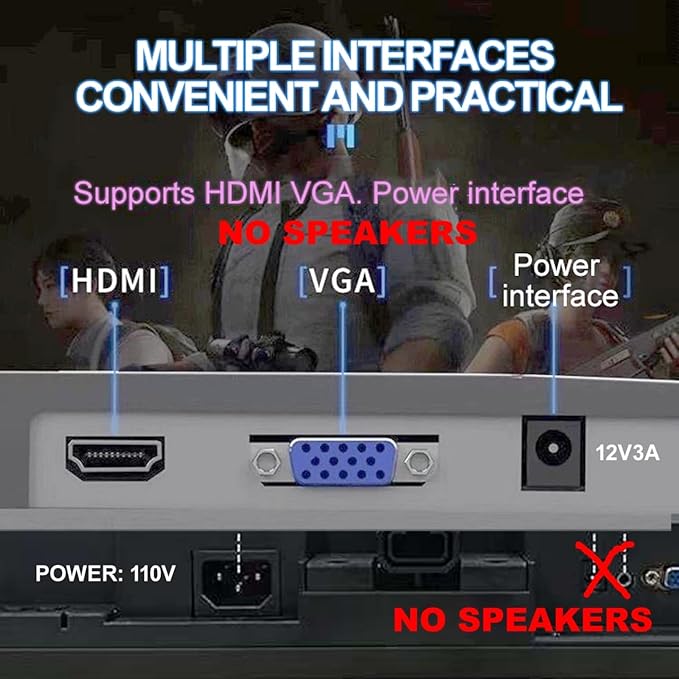 20 inch HD (1600 x 900) Monitor 75Hz Refresh Rate HDMI x1 Small Thin Monitor for laptops Computers and desktopsLED Display VGA/HDMI Connection.VESA:75 * 75MM (Without audio)