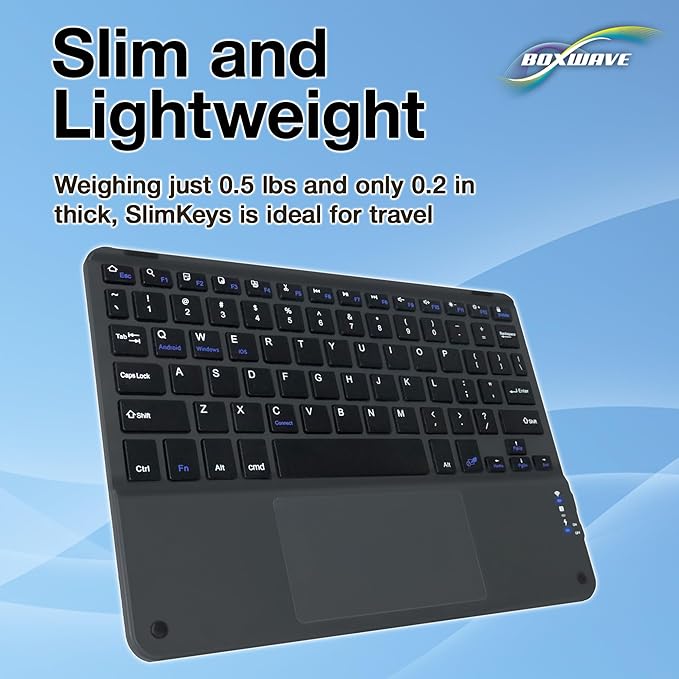 BoxWave Keyboard Compatible with Elo 15-inch I-Series 4 - SlimKeys Bluetooth Keyboard with Trackpad Portable Slim TouchPad - Jet Black