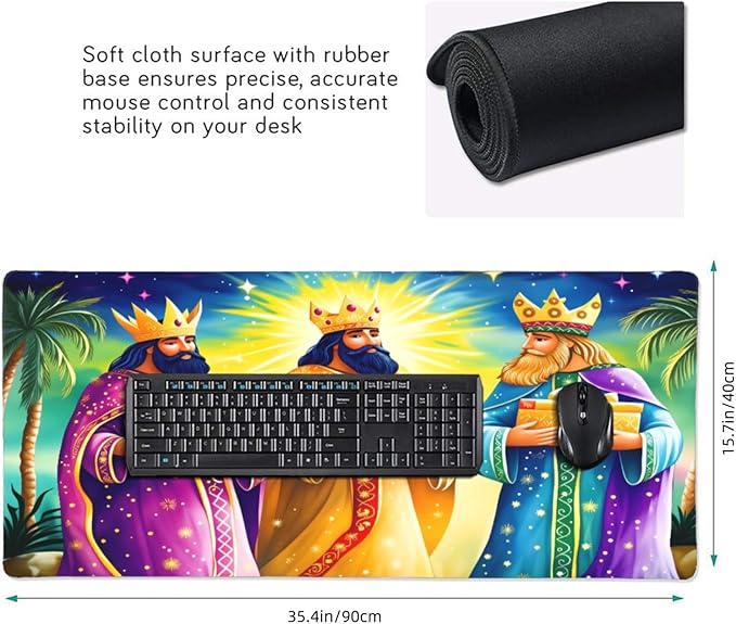 XXL Gaming Mouse Pad Extended (35.5X16) New Year Large Non-Slip Desk Mat Water-Resistant Keyboard Mousepad for Office &amp Home