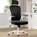 Ergonomic Office Chair with Adjustable Headrest and Flip-Up Armrests - High Back Mesh Computer Desk Chair with Lumbar Support for Home Office Gaming and Study (Black &amp White Model E)