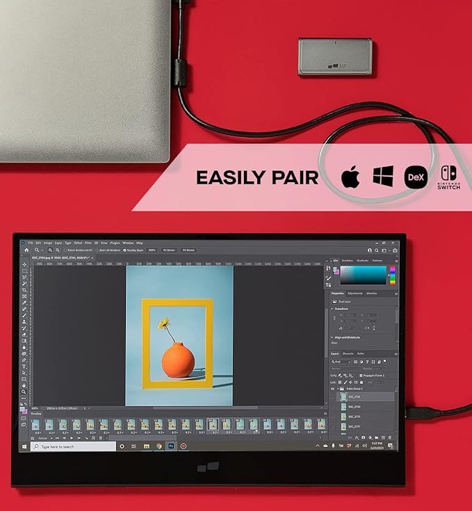 Mobile Pixels Glance Portable Monitor 16 FHD 1080P Monitor Travel Monitors with Dual Speakers Tilt Adjustment &amp Non-Slip HDMI USB C Plug &amp Play Extra Monitors for Laptop macOS Windows