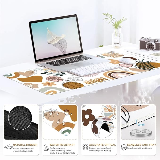 iCasso Desk Mat Gaming Mouse Pad Wrist Support Set4in1 XXL Large Mousepad + Keyboard Wrist Rest+Mouse Wrist Rest+Coaster Set with Ergonomic Design for Home Office Table Computer-Sticker