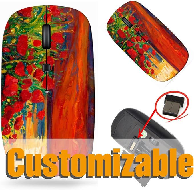 maizi Wireless Mouse Cute for PC Computer Chromebook Notebook Wireless Mice Cute Image ID: 15209788 Original Oil Painting 2.4G USB Receiver Portable Printed in USA