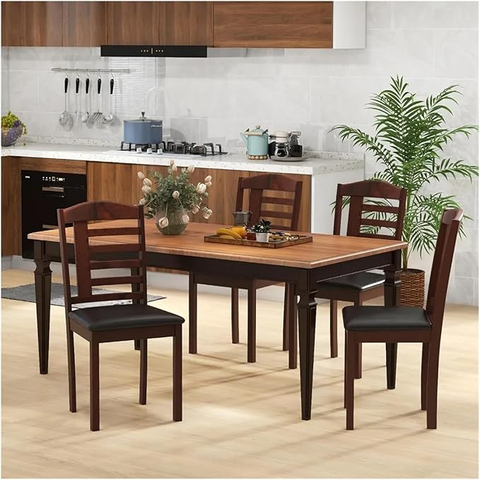 Adjustable Office Computer Chair with Armrest 1pcs Brown Black Dining Chairs with Leather Padded Seat and Rubber Wood Frame
