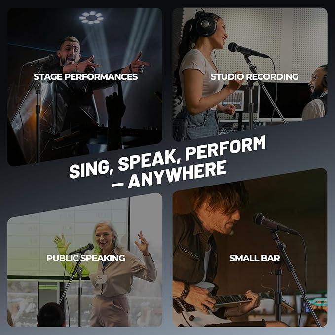 Phenyx Pro Dynamic Vocal Microphone Cardioid Microphone with 16.4 ft XLR Cable Mic Clip Storage Bag Wired Handheld Mic for Singing Stage Studio Karaoke (PM-25)