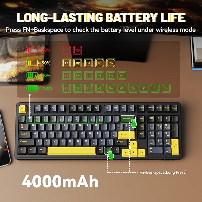 MAMBASNAKE Attack Shark X98 Wireless Mechanical Keyboard with NumpadGasket Mount Hot-Swap Pre-lubed Linear SwitchBT 5.0/2.4G/WiredRGB Backlit Computer Gaming Keyboards for PC/Tablet/PS5/Xbox-Black