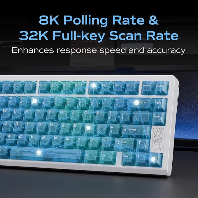 Mechanical Keyboard Chilkey Slice75 HE Gaming Keyboard Wired 75% Hall Effect Magnetic Aluminum Keyboard with WS Flux HE Clacky Switch Rapid Trigger 8K Polling Per-Key RGB Custom PC/Mac Support