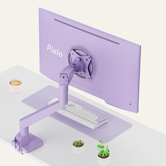 Pixio PX248 Wave Purple 24 inch 200Hz Refresh Rate FHD 1080p Resolution Fast IPS Panel 1ms GTG Response Time Gaming Monitor and PS1S Wave Purple Single Monitor Arm - Fits up to 32 inches and 19.8lbs