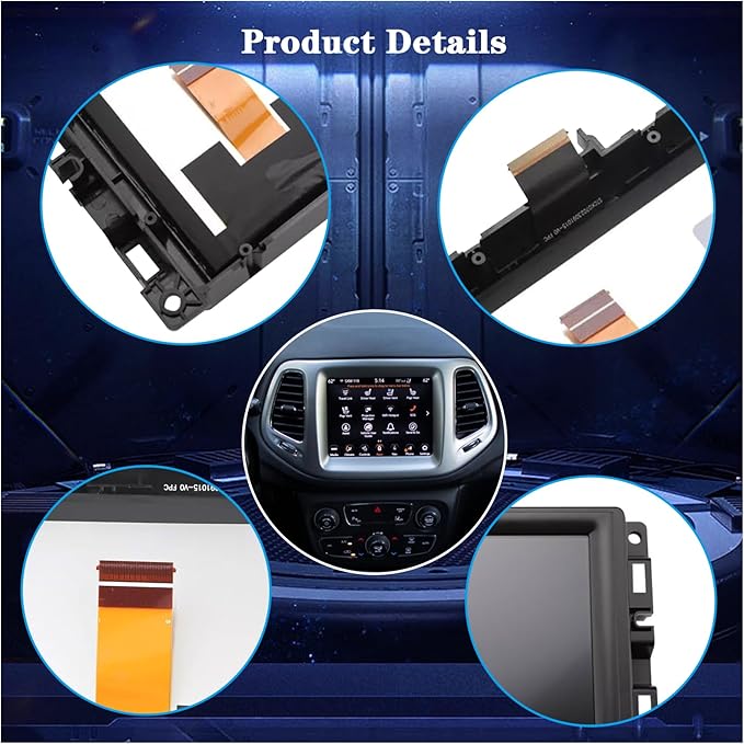 New Replacement 7 Uconnect LCD Display with Bracke LCD Monitor Digitizer Radio Navigation Fit for Jeep Compass 2017-2020 TDO-WXGA0700K00033-V2 TDO-WXGA0700K00057-V1 LMB-K00057BL