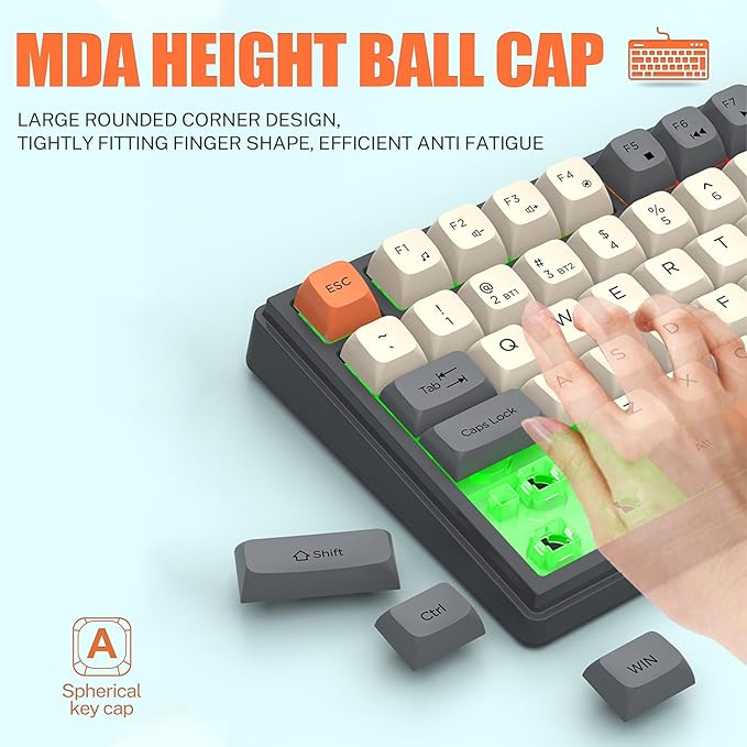 75 ％ Wireless Gaming Keyboard and Mouse Combo Tri-Mode BT5.0/2.4GHz/USB-C RGB Backlit Keyboard + 3D 1600DPI Mice 2000mAh Battery 80 Keys Knob Volume Control (Black)