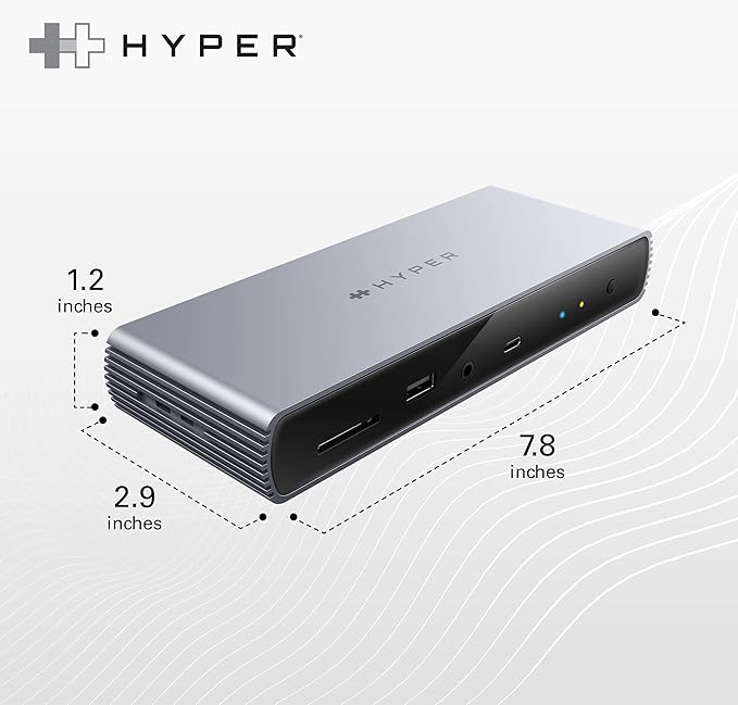HyperDrive USB-C &amp Thunderbolt 4 Dock - Dual 6K60Hz Display Support Docking Station 96W PD Charge 2.5 Gigabit Ethernet 10Gbps USB-A File Transfer 11 Ports for