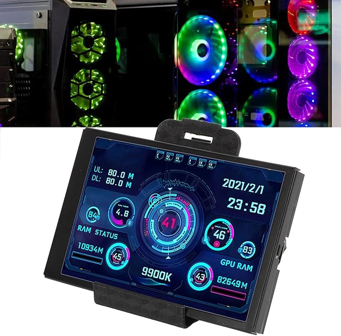Dpofirs Computer Temp Monitor 3.5in PC Sensor Panel Display PC Temperature Display for CPU Hard Disk Data PC Case Secondary Screen (Black)