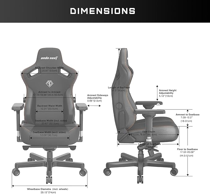 Anda Seat Kaiser 3 Large Gaming Chair for Adults - Ergonomic Orange PVC Leather Gaming Seat with Lumbar Support Comfortable Office Chair with Neck Support - Heavy Duty Wide Computer Seat