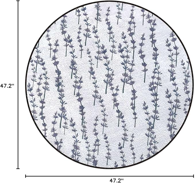 Dreamlike Round Area Rug Swivel Chair Mats for Hardwood Floor Washable Waterproof Spill Mat Anti-Slip Floor Protector Lavender Nature PatternGreen Diameter 47.2 in