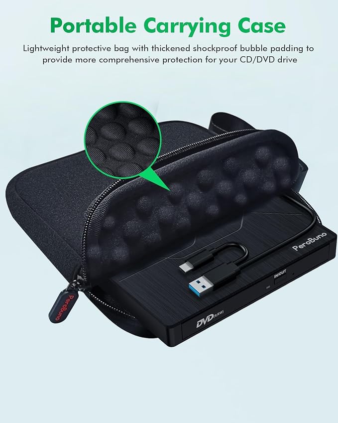 Super External CD DVD Drive USB 3.0 DVD Burner with Ethernet Adapter 3 USB and 2 TF/SD Card Ports CD DVD Player Reader Writer Optical Disk Drive for Laptop PC Mac Windows Linux with Carrying Case