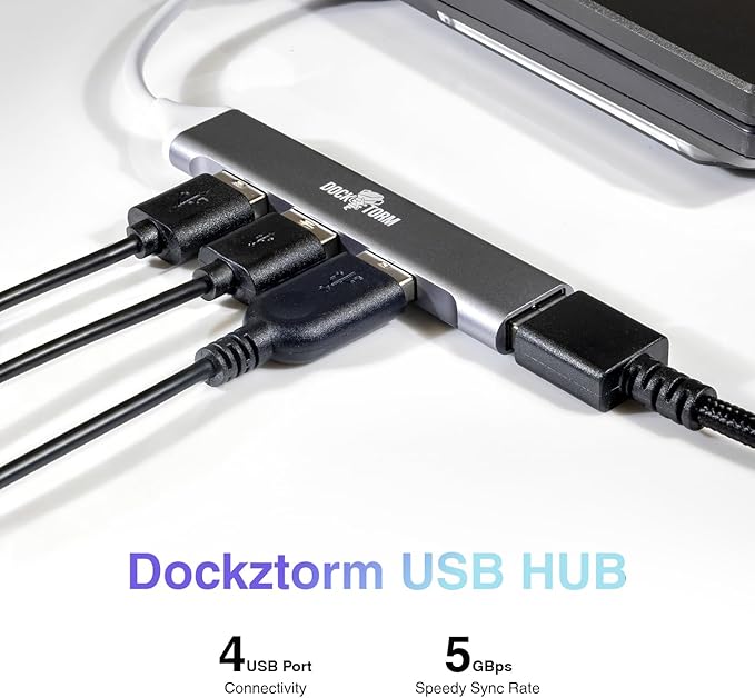HP 22 FHD IPS Monitor with 5ms Response Time Anti Glare Flicker Free VESA Mount (100 x 100mm) Displayport HDMI &amp Dockztorm USB Port Expander Black/Silver Color 2 Pack