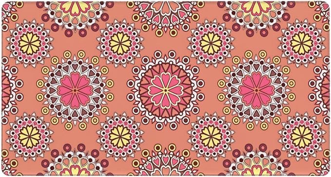 Pink Boho Floral Desk Cover MatExtended Large Mouse PadComputer Laptop Mat Desk Decor for Office Game Home 30x16 Inch