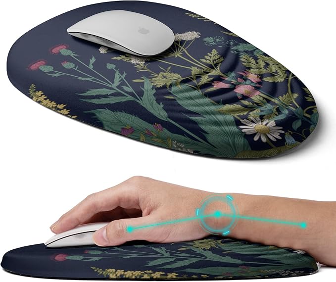 Ergonomic Mouse Pad with Wrist Rest Support Memory Foam &amp Polyurethane Weeds