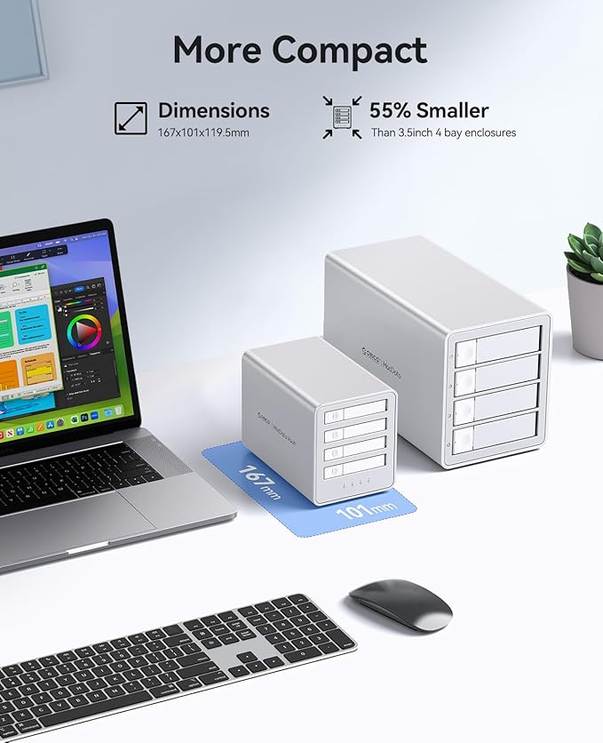 ORICO All-Flash 2.5-inch USB-C Docking Station with 5 Gbps Data Transfer Speed Compatible with 2.5'' SSD Featuring 10 Gbps Hub Expansion and Support for Up to 40 TB Storage Capacity (4 Bay)