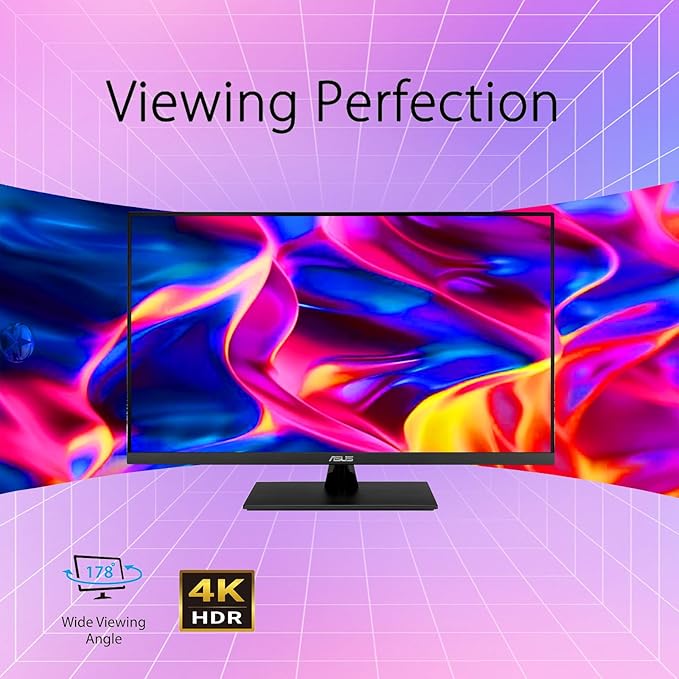 ASUS 32” 4K UHD Monitor 3840 x 2160 IPS Display HDR10 Adaptive-Sync 99% sRGB Built-in Speakers Eye Care DisplayPort HDMI VESA Mountable Professional Desktop Gaming Display - Black