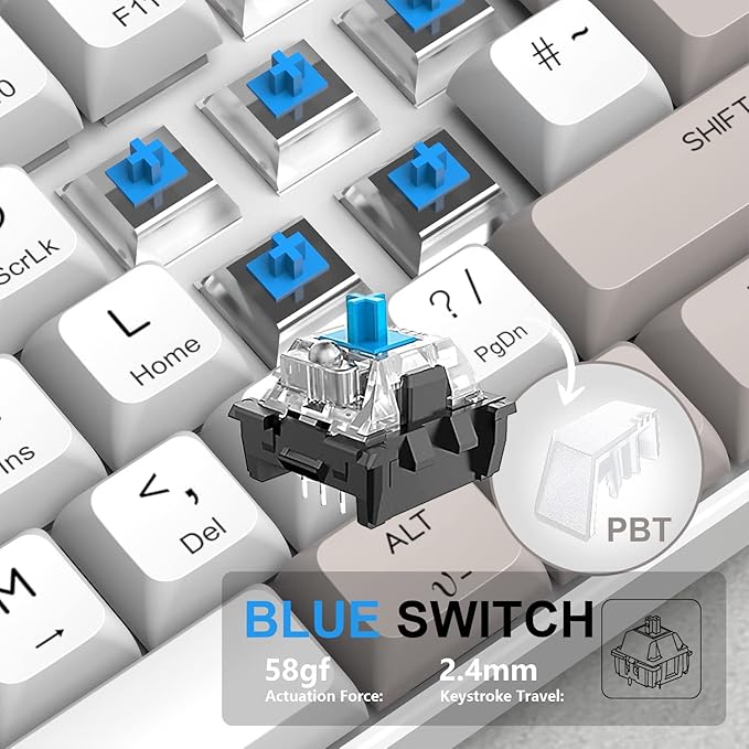 LexonElec 60% Mechanical Gaming Keyboard Blue Switches RGB Backlit Compact Mechanical Keyboard PBT Dye-Sub XDA Keycaps 62-Key Anti-Ghosting Mini Keyboard for Win/Mac/PS4/PC