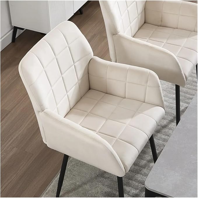 Adjustable Office Computer Chair with Armrest 1pcs Velvet Comfortable Upholstered Kitchen Dining Chairs with Armrests Easy to Assemble