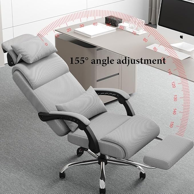 GIZNXBA Computer Chair with Foot Rest Home Office Chair Ergonomic Task Chairs with Arms High Back Mesh Gaming Chair for Adults with Lumbar Support Adjustable Headrest (Color : /Black)