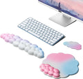 OUEST Cloud Wrist Rest Keyboard and Mouse Pad with Cute Ergonomic Memory Foam Non-Slip PU Base for Computer Mac Laptop Office Gaming-Orange/Blue/Pink