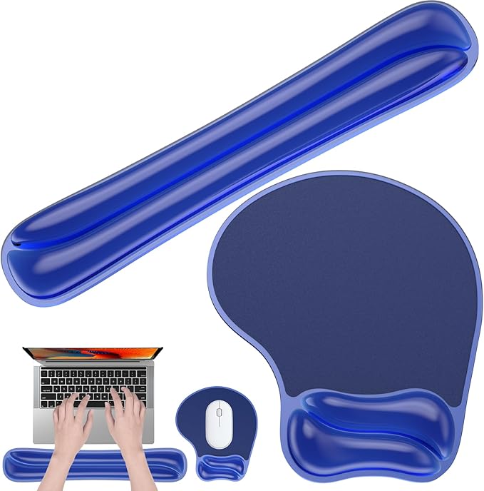 Gel Mouse pad &amp Keyboard Wrist Rest Set Ergonomic Keyboard and Mousepad with Wrist Support Keyboards Wrist Rest Computer Keyboards Pad Cooling Gel Blue