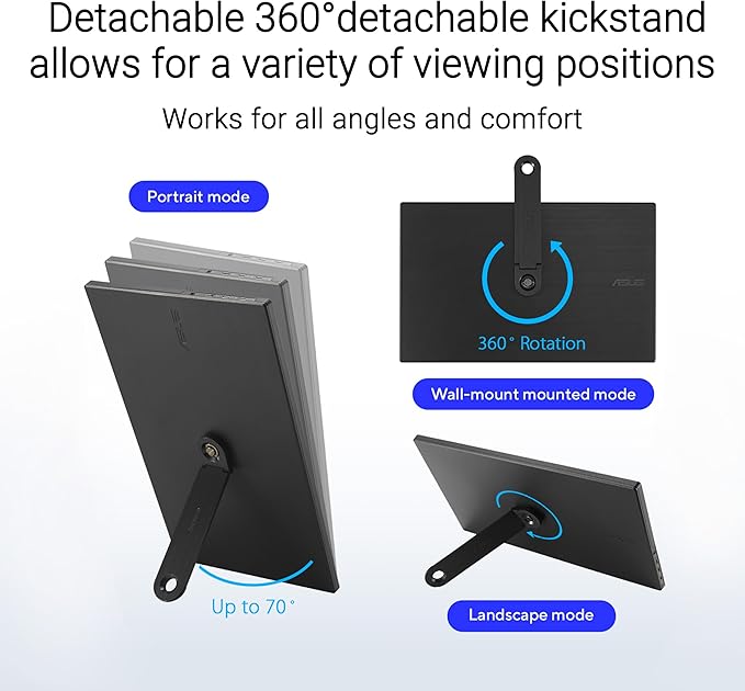 ASUS ZenScreen 16” Portable USB Monitor (MB169CK-P) - Full HD IPS Dual USB-C Eye Care Flicker Free Blue Light Filter Anti-Glare Surface 360° Kickstand 3 yr Warranty