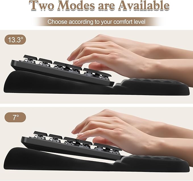 HONGZHONG Keyboard Stand with Wrist Rest Extra Large Computer Wrist Support Pad Comfy Ergonomic Keyboard Riser Holder for Relieve Hand Pain Black (Point Type)