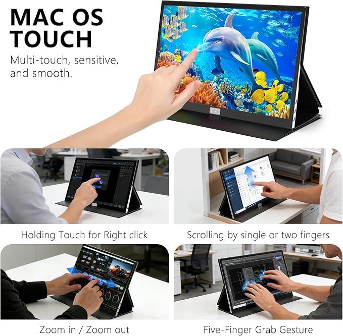 15.6 Inch 4K Touchscreen Portable Monitor UHD IPS Touch External Second Screen USB C HDMI for Laptop Mac Phone Xbox PS5 Switch (15.6 4K)