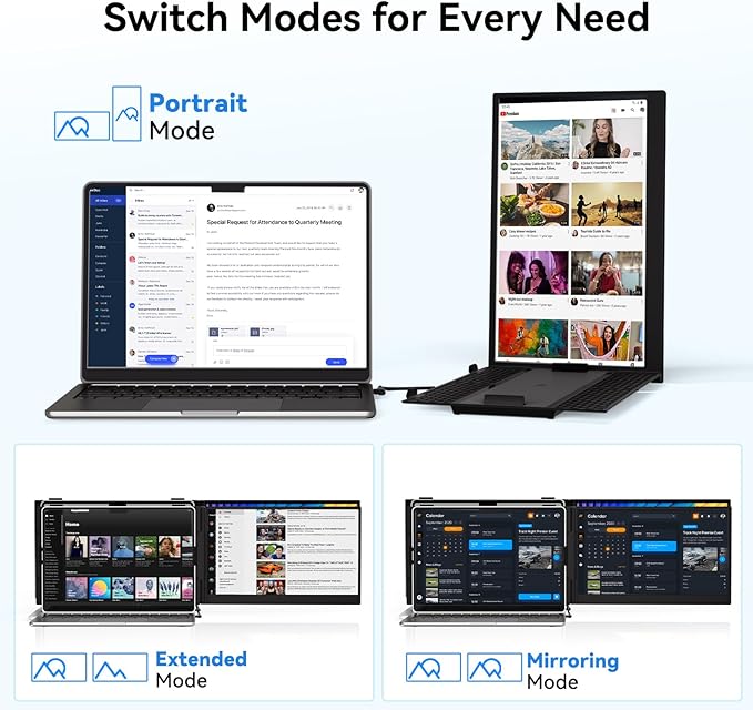 14 Laptop Screen Extender Ultra-Thin Ligthweight FHD 1080P IPS Laptop Monitor Extender Dual Screen Portable Monitor for Laptops 13-17.3 USB-C/HDMI Plug and Play for Windows/Mac/Android/PS5